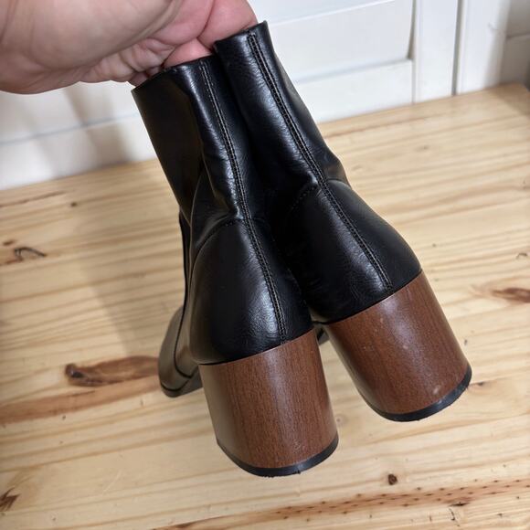 Asos Womens Size 8 Ankle Boots Black Patent Leather Heeled Side Zip Almond Toe - Picture 5 of 11